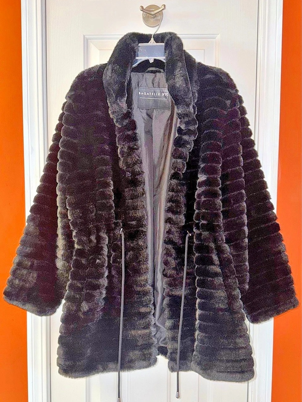 Bagatelle Plush Faux Fur Jacket in Black Like New
